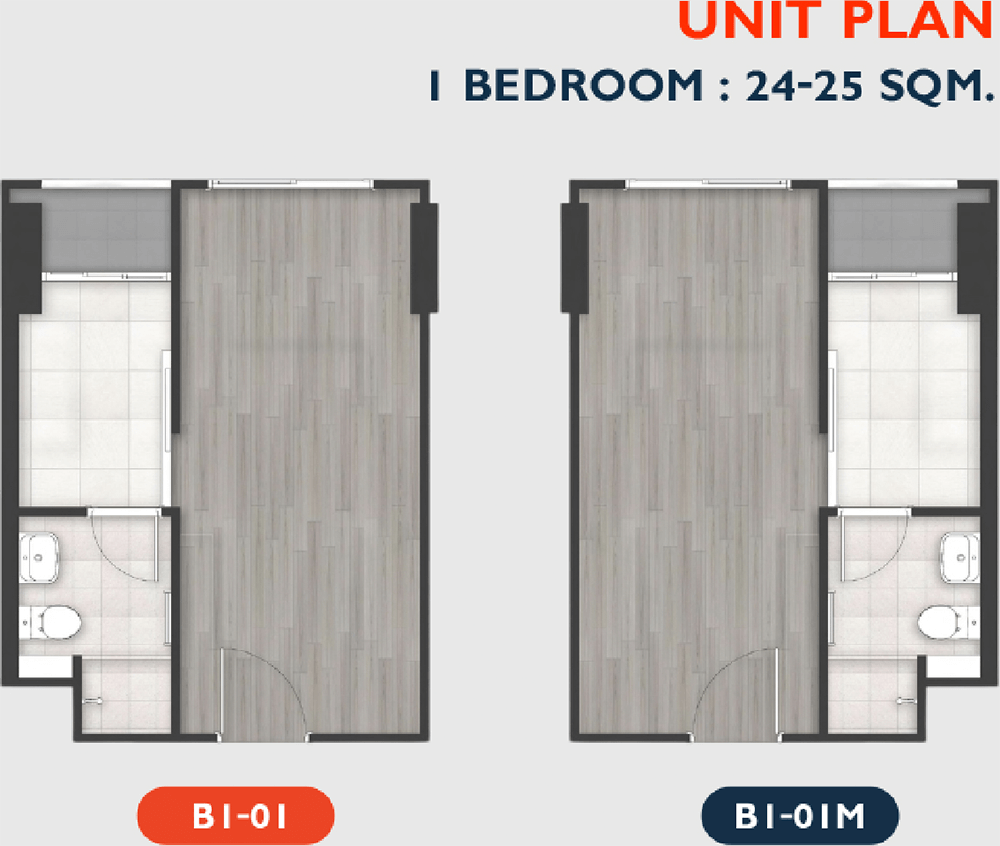 Unit Plan Bedroom : 24-25 SQM. | GEMZ PROPERTY